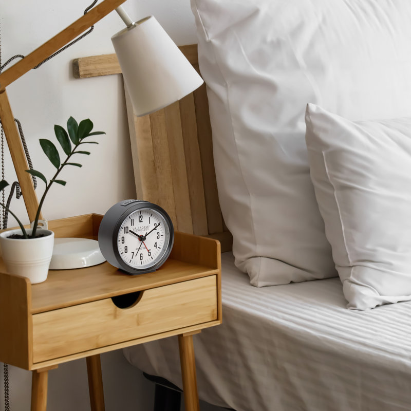 4-Inch Round Black Atomic Analog Alarm Clock
