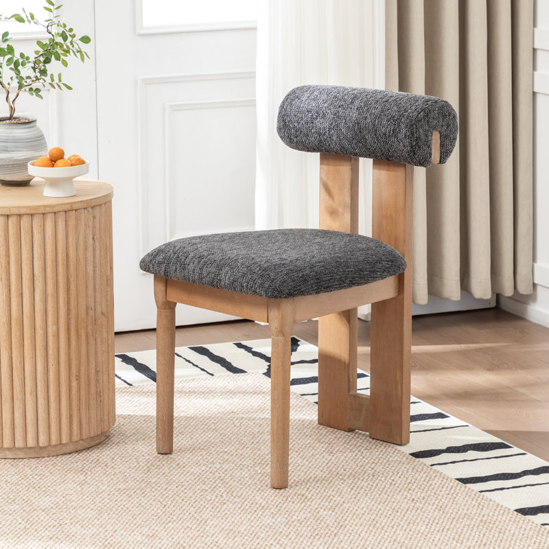 Chaise rembourrée en bois massif Morral, Gris foncé