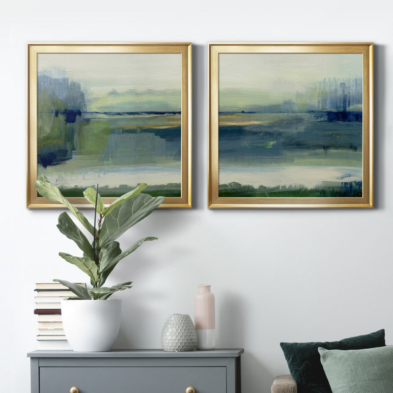 Glistening Meadow Gold Framed Canvas Print Set