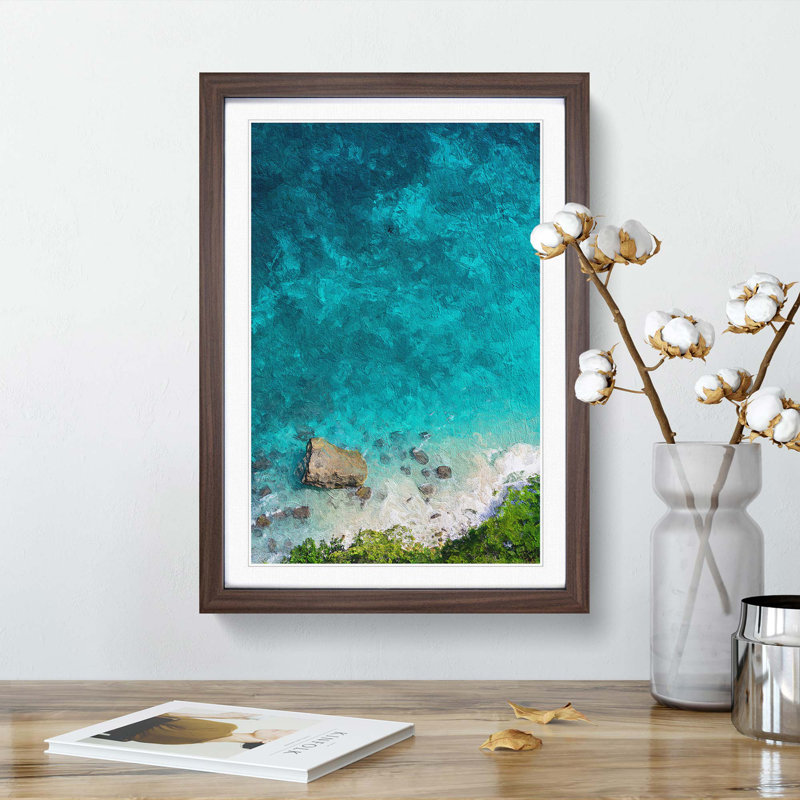 Suwehan Beach in Indonesia - Picture Frame Painting Print, 65cm H x 48cm W x 2cm D, Walnut Framed