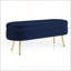 Banc de rangement ovale en flanelle avec repose-pieds en métal pour des sièges supplémentaires et une vie sans encombrement-131213524