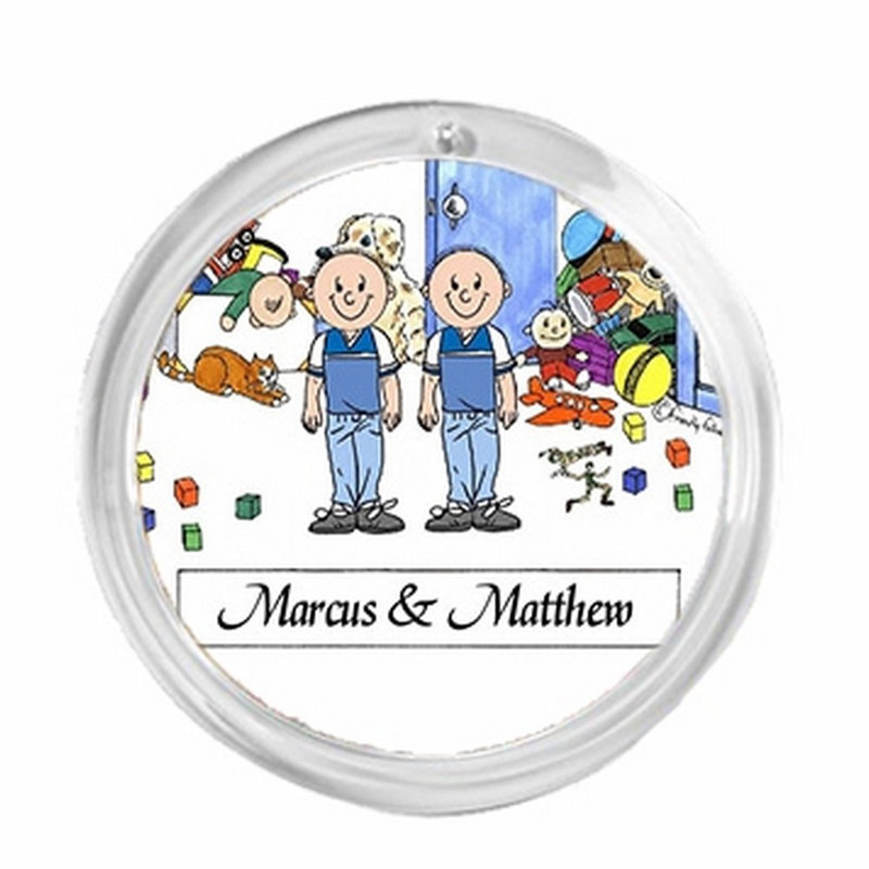 Ornement de Noël rond personnalisé: Frères jumeaux, Oui