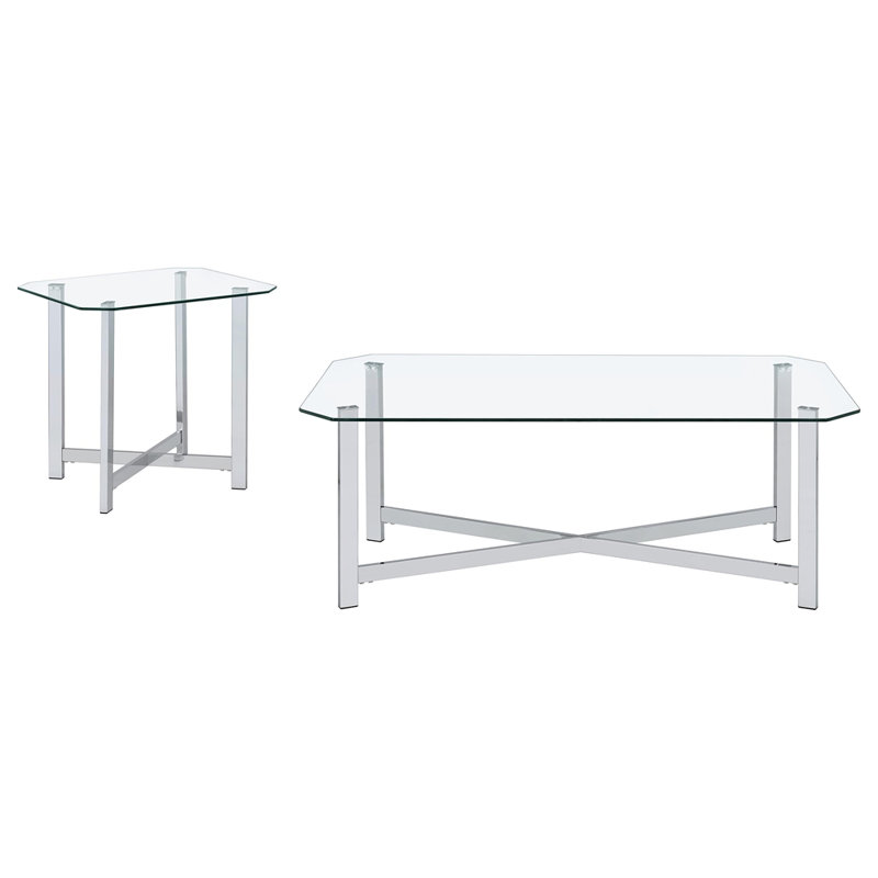 Linda Chrome 2-piece Coffee Table Set