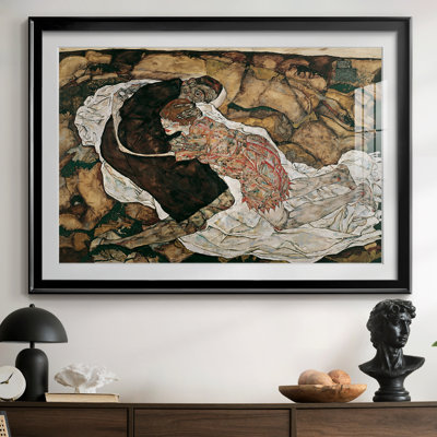 La mort et la jeune fille (Der Tod et das Mädchen) - Egon Schiele - reproduction d'art avec passe-partout et verre - 1915