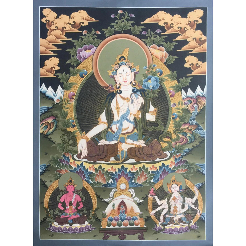 Blanc Tara Thangka (Thangka sans brocart)
