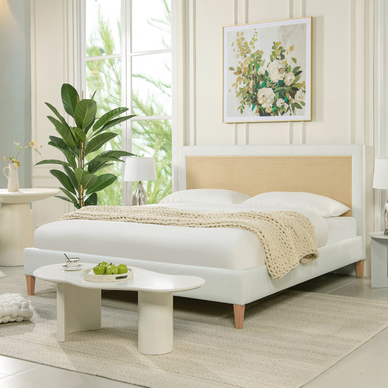 Billingsly Upholstered Cane-Back Bed, King