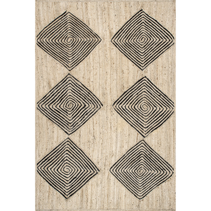 Axel Diamond Jute Natural Area Rug, Rectangle 9' x 12'