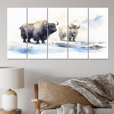 Domestic Yak II - Animals Wall Art Living Room - 5 Equal Panels