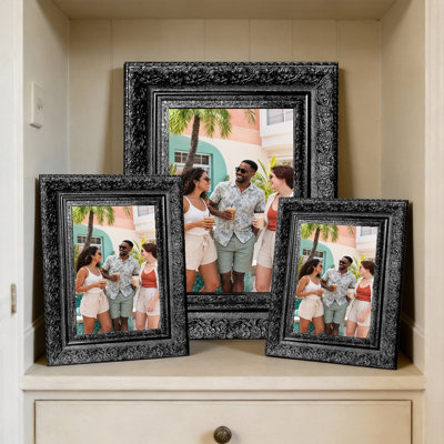 Cadre photo simple noir 3 pièces 8 po x 10 po avec profil décoratif