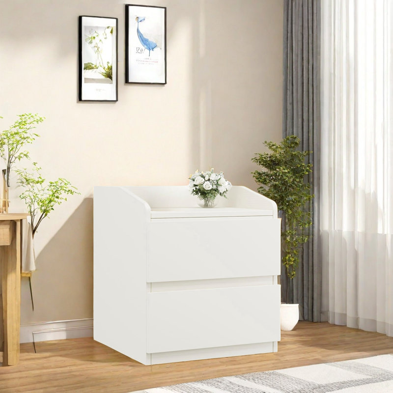 60cm W Manufactured Wood Bedside Table, White