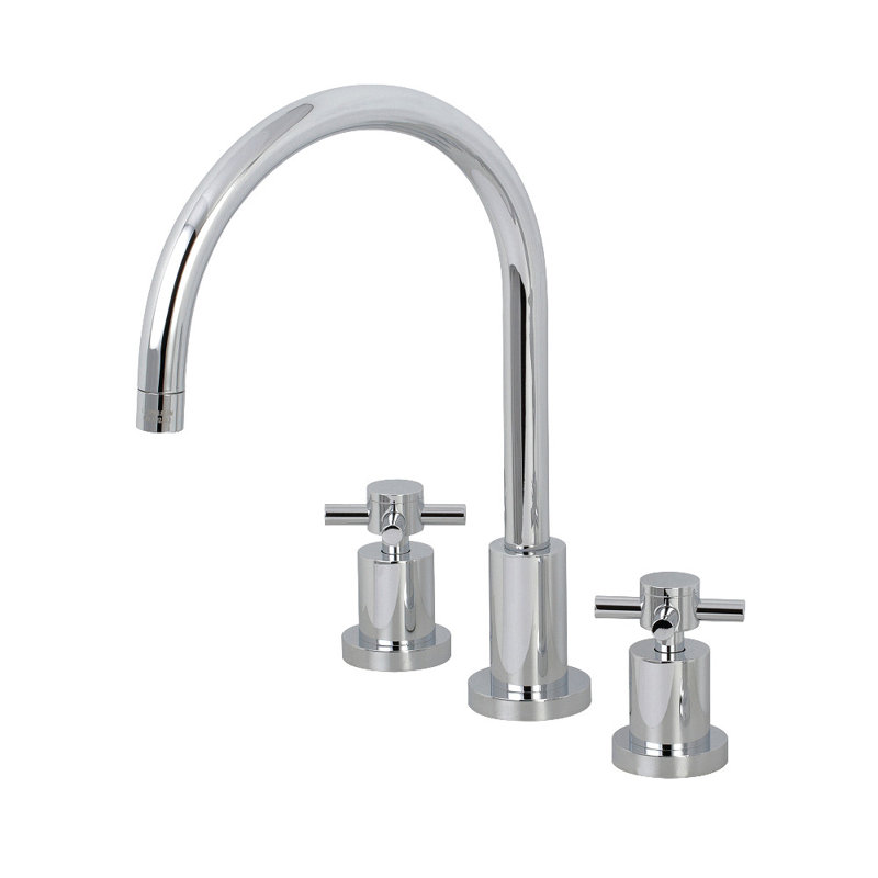 Robinet de cuisine à poignée double Kingston Brass, Chrome poli, Sans douchette latérale
