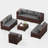 9 Piece Modular Brown PE Rattan Outdoor Conversation Sets, Large Patio Furniture Set with Anti-Rust Steel Frame, Sectional Outdoor Patio Sofa with Coffee Table for Backyard Deck Garden-1618167807
