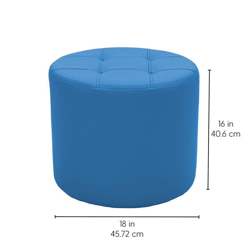 Faux Leather Ottoman, French Blue Faux Leather