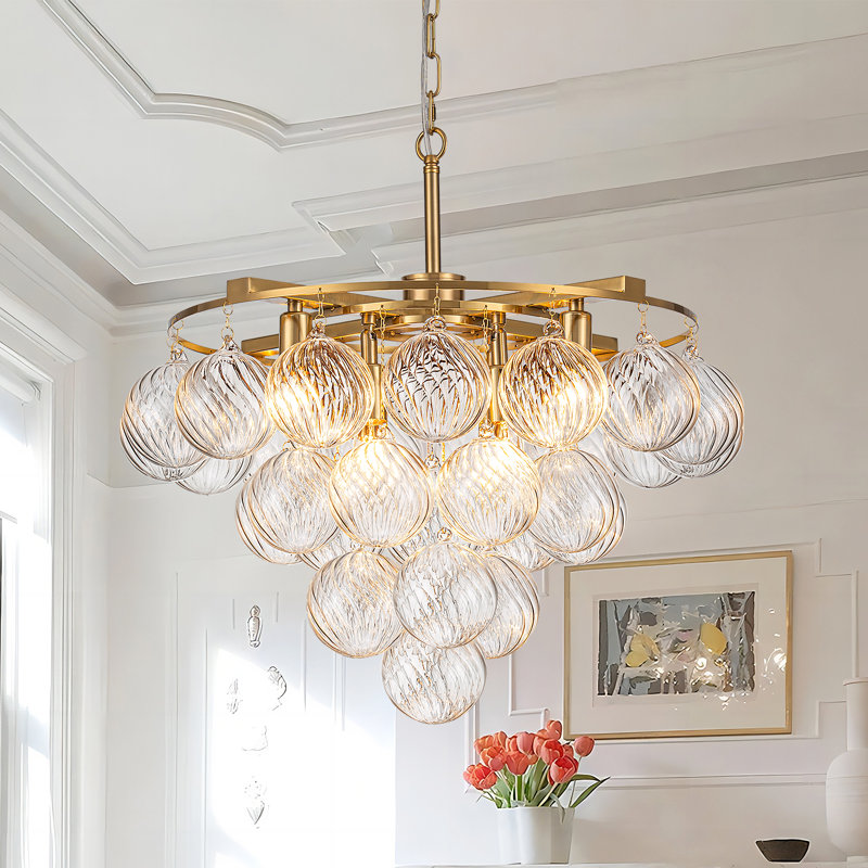 Lustre à bulles 8 niveaux Yader, Doré