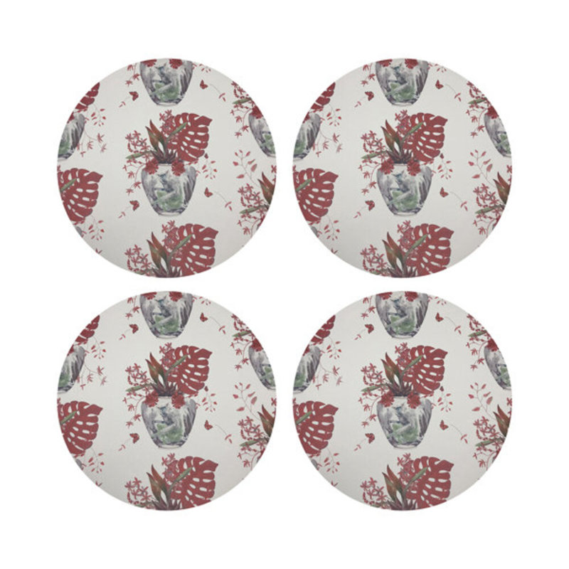 Monkey Small Jungle Pebble 16" Vinyl Placemat, Rouge