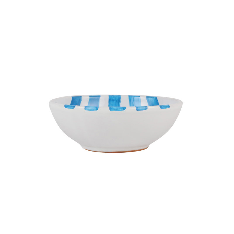 Amalfitana Handmade Terra Cotta Cereal Bowl, White/Aqua