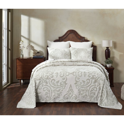 Rylee 100% Cotton Premium Chenille Bedspread Set Soft & Breathable Floral Design Machine Washable, Luxurious All Season Comfort Bedding Set
