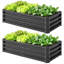 Support à plante en métal gris de 47,2 x 23,5 x 12 po avec contrôle pratique pour l'espace extérieur-1705873696