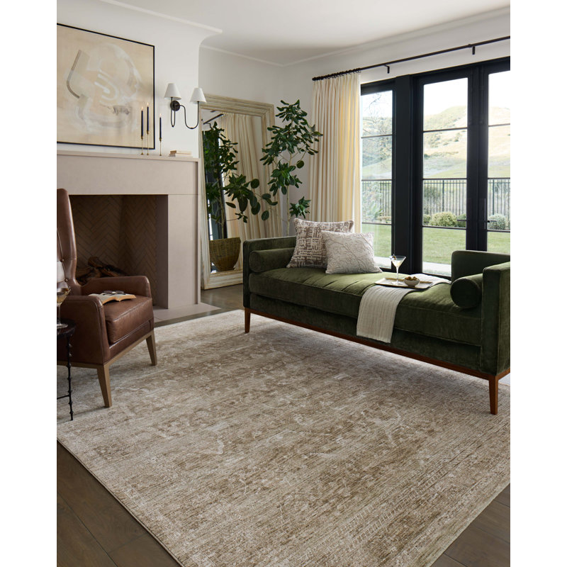 Tapis sauge / ivoire Loloi Kahmel, Carré 1 pi 6 po