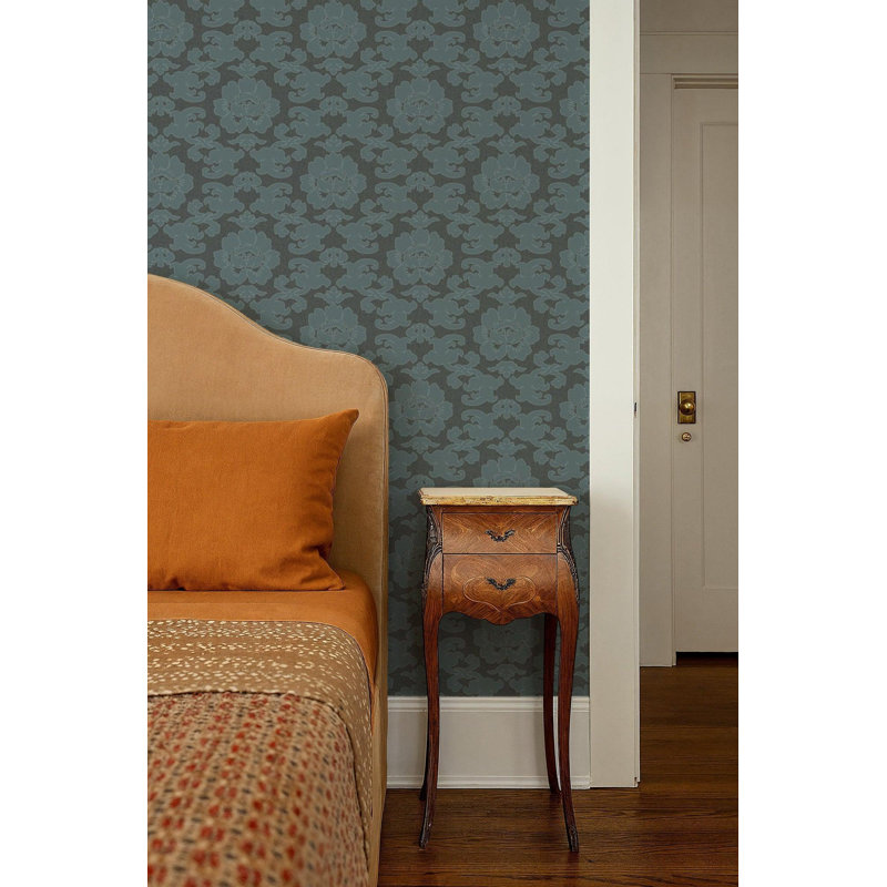 Silken Poppy - Wallpaper, Powdered Petal, Faux Grasscloth