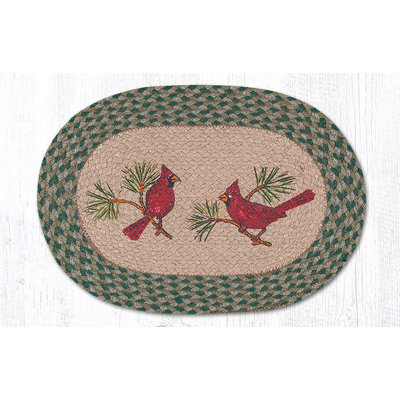  Cardinals Oval Jute Placemat 13"x19" – Hand-Braided Rustic Table Accent