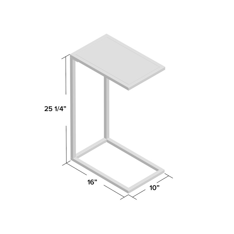 Modern Silver Small C-Shaped Side Table with Space-Saving Design, Chrome