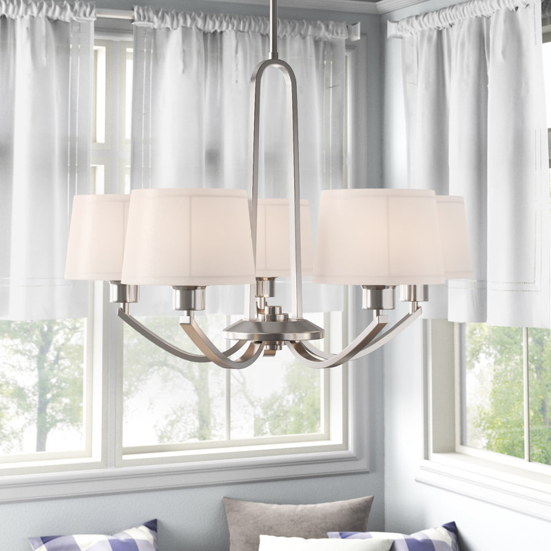 Bomberger 5 - Light Classic / Traditional Chandelier, Satin Platinum