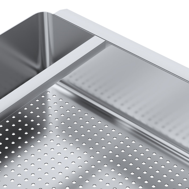Pre-Rinse Basket with Stainless Steel Slides | Stainless Steel Scrap Basket For Commercial Sinks | 20 in. x 20 in. x 3-1/2 in.