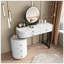 Coiffeuse moderne minimaliste avec miroir amovible et armoire latérale rotative, meuble-lavabo facile à assembler pour un rangement polyvalent