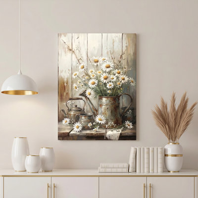 «Gallery Wrap», art mural sur toile pour le salon, la chambre à coucher, le bureau ou le vestibule - décoration murale décorative avec motif floral rustique