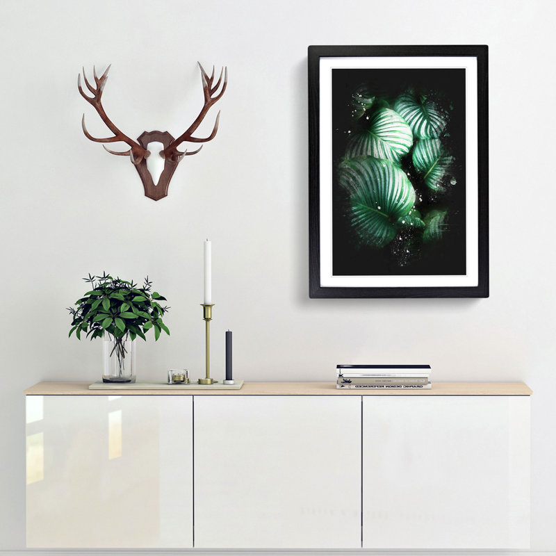 Gathered Green Plant Leaves - Framed Print, 33cm H x 24cm W x 2cm D, Black Framed