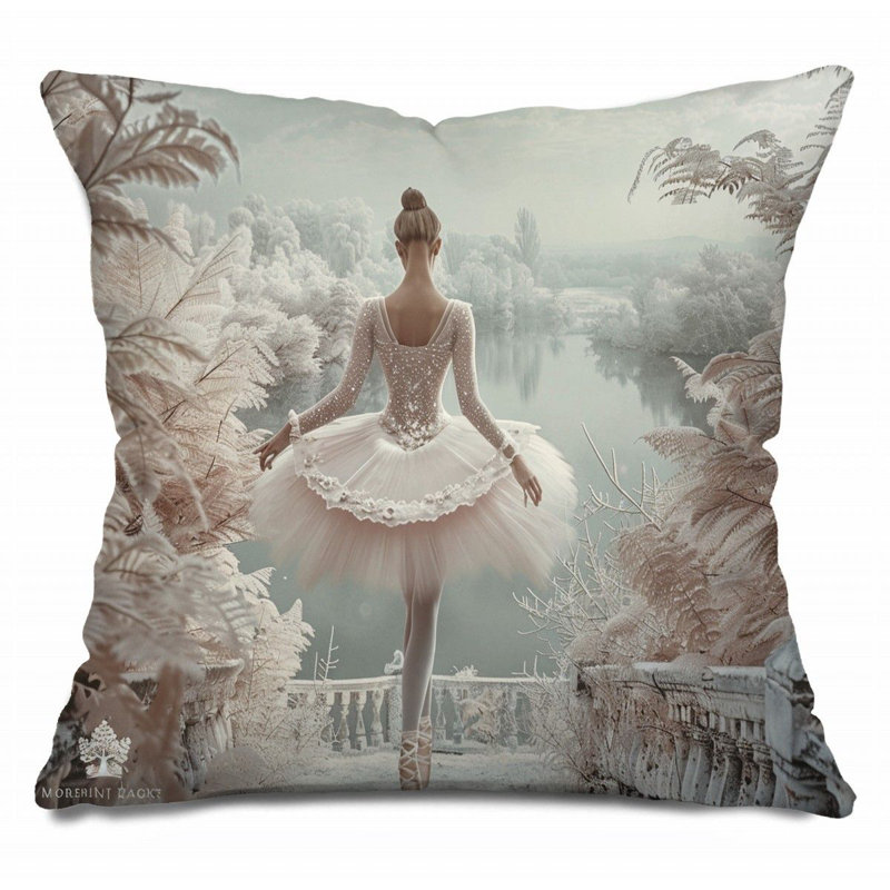 Coussin Trendy, H 14 po x l 14 po, Rose clair/ivoire