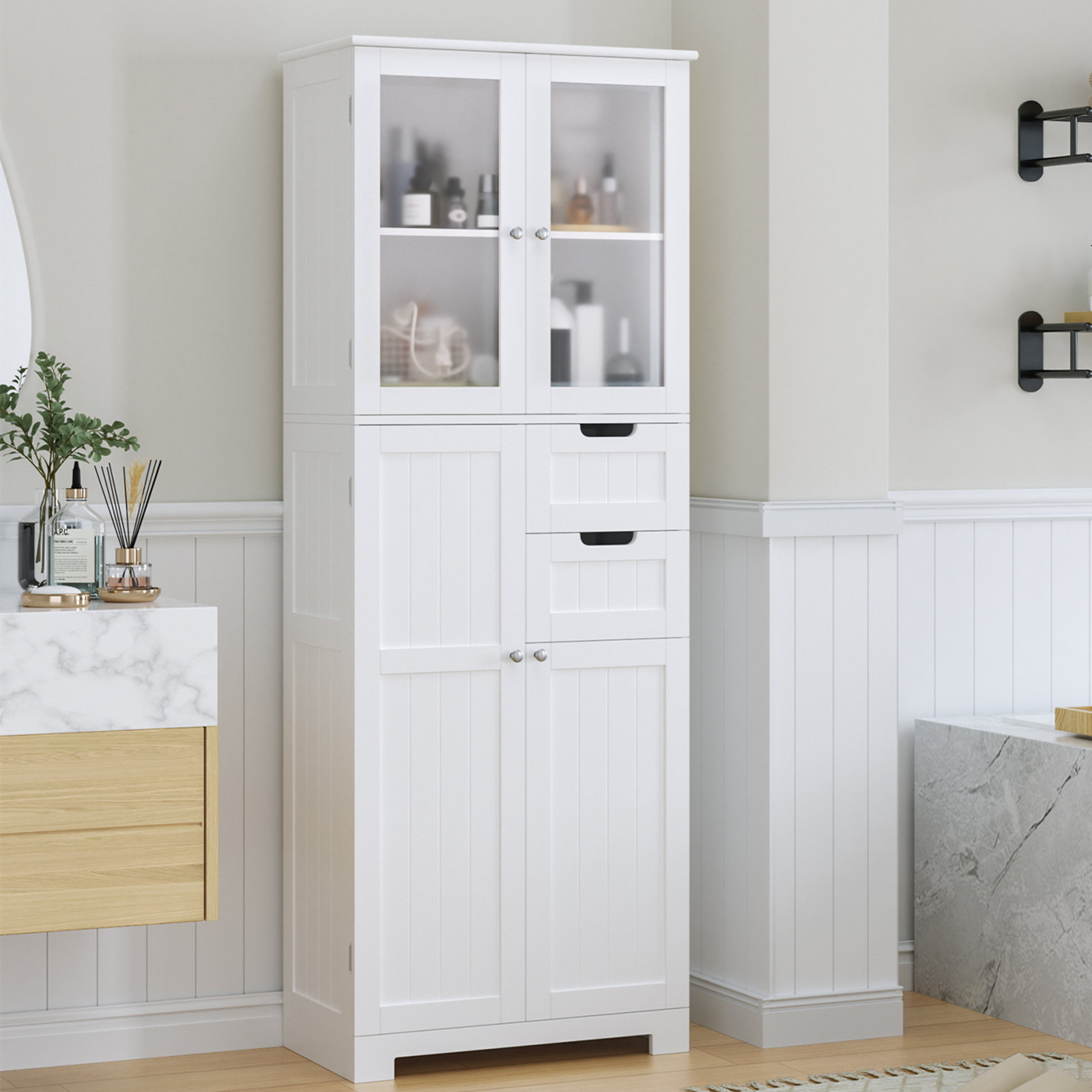 Lark Manor Almetter Freestanding Bathroom Cabinet with Drawers ...