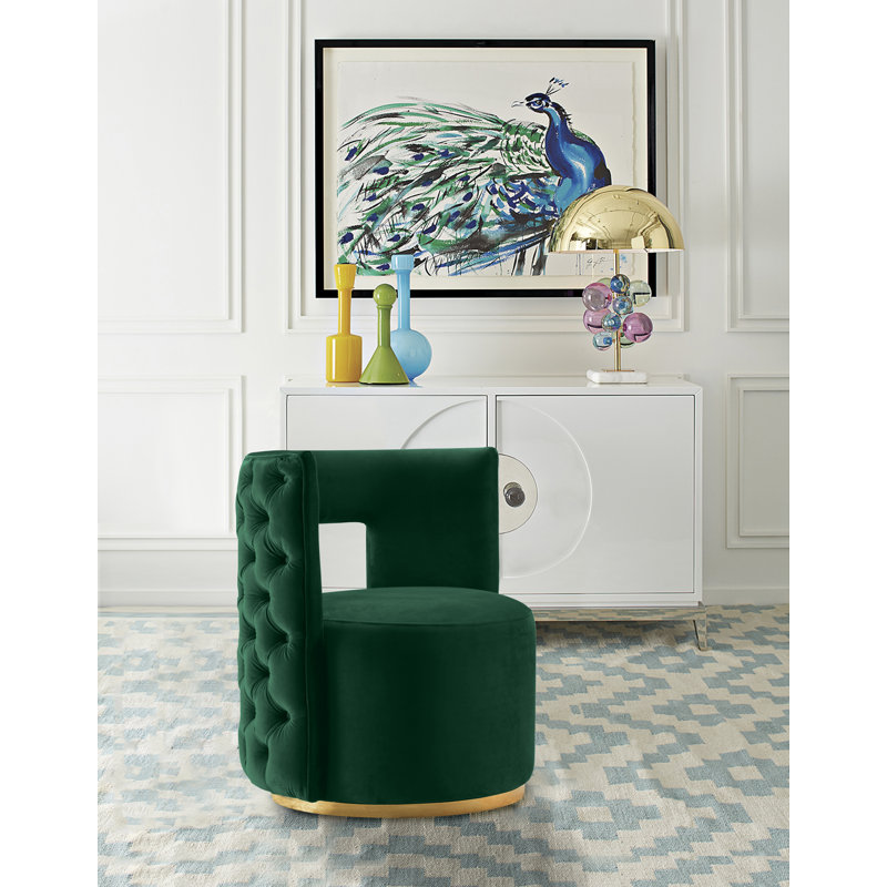 Fauteuil d'appoint pivotant en velours Demetric, Velours vert