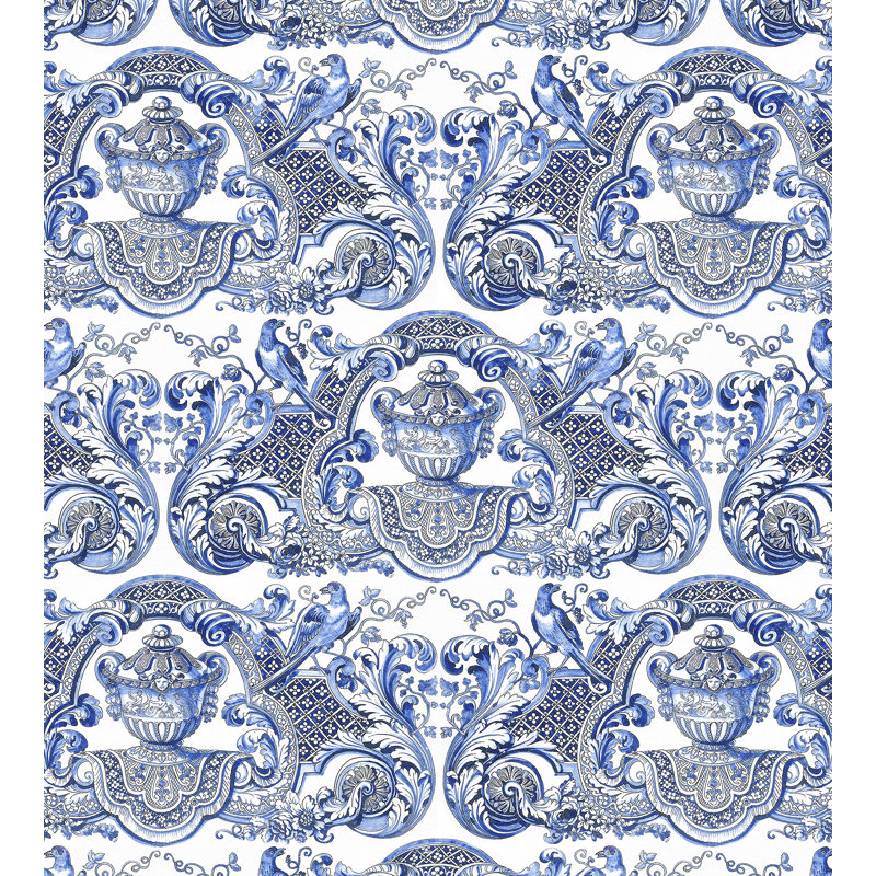 Royal Delft Metallic Wallpaper Roll, Blue