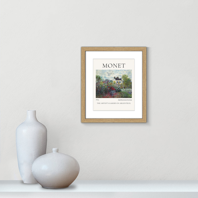 Artists Garden in Argenteuil Print by Claude Monet, Natural Single Picture Frame, 15" H x 13" W x 1.25" D, Yes