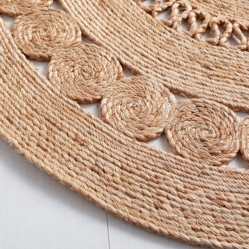 Lonara Natural Fiber Hand Loomed Jute Geometric Rug, Oval 4' x 6'