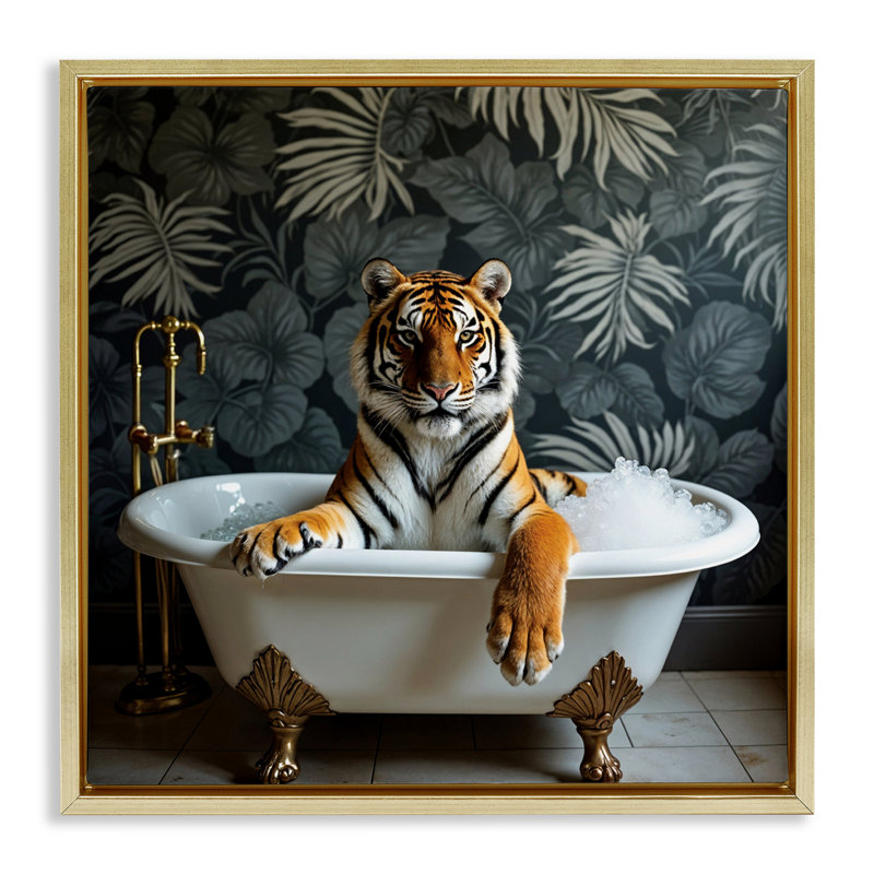 Cadre flottant Tiger in Exotic, H 18 po x l 18 po, Cadre flottant métallique doré