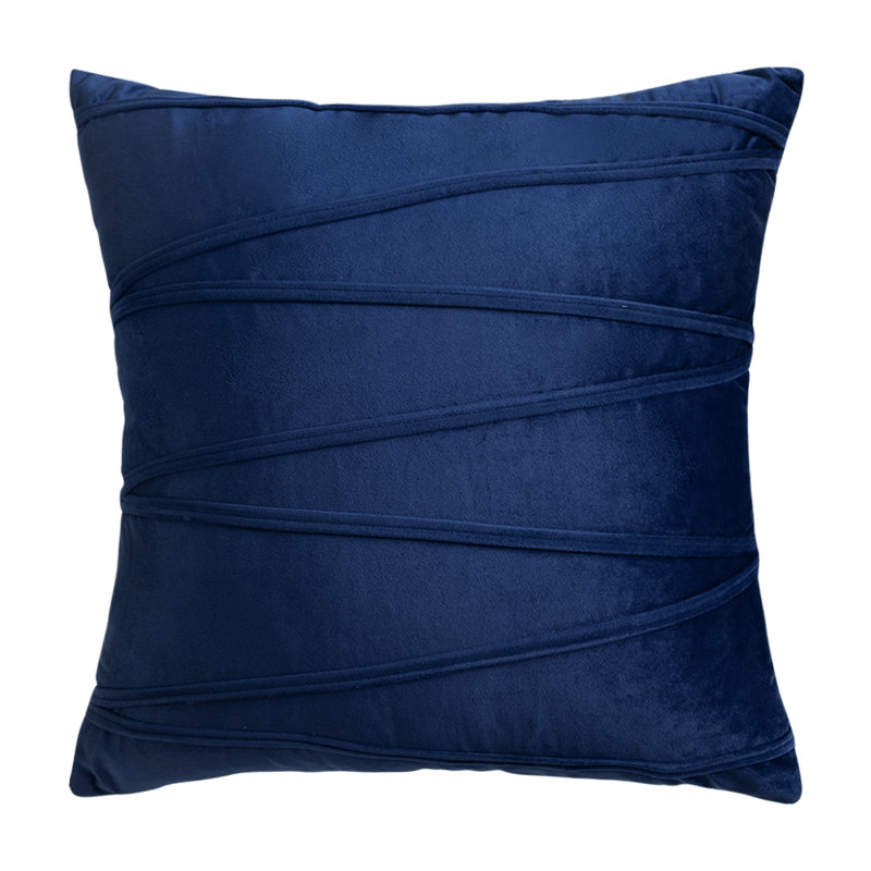 Housse de coussin carrée en velours, Bleu foncé, 18 po x 18 po, Housse de coussin seulement - sans coussin