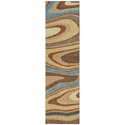 Machine Washable Indoor/Outdoor Chantille ACN2494 Abstract Rug