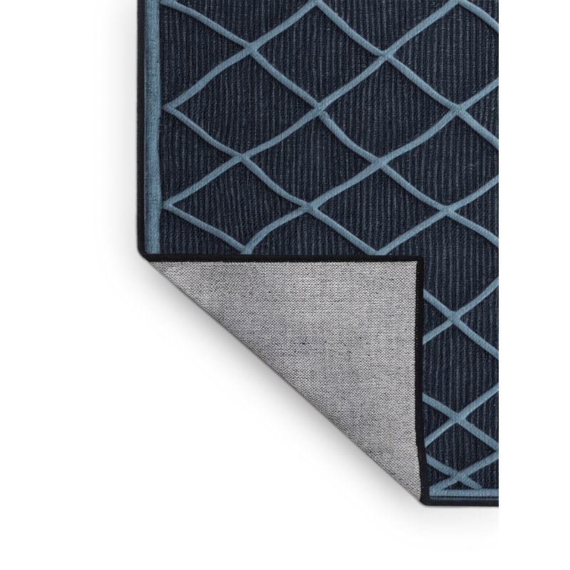 Tapis gris en treillis lavable à la machine, Rond 5 pi