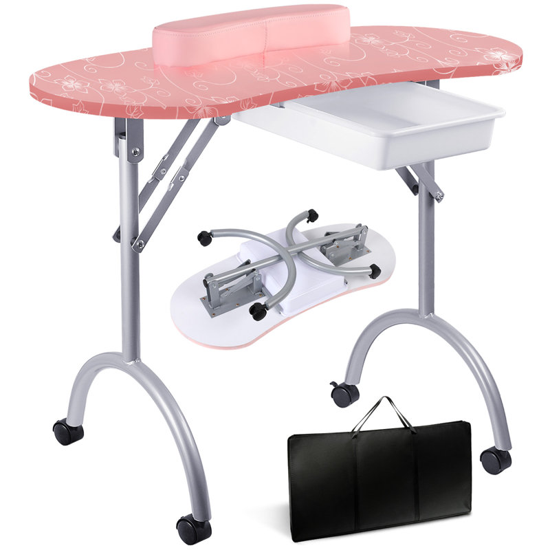 Foldable Manicure Table with Drawer