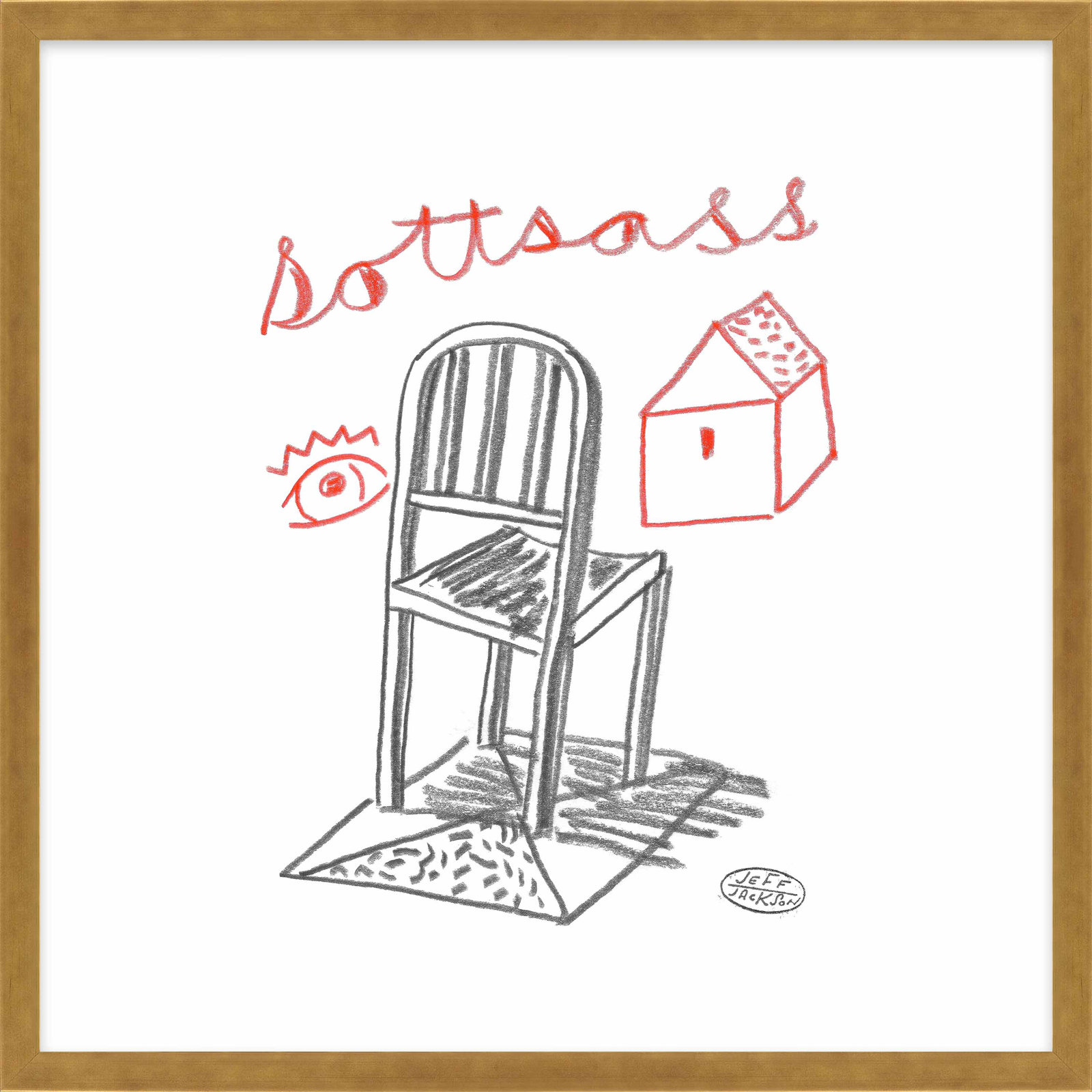 Chairs Sottsass by Jeff Jackson, Gold Single Picture Framed Paper, 16" W x 16" H