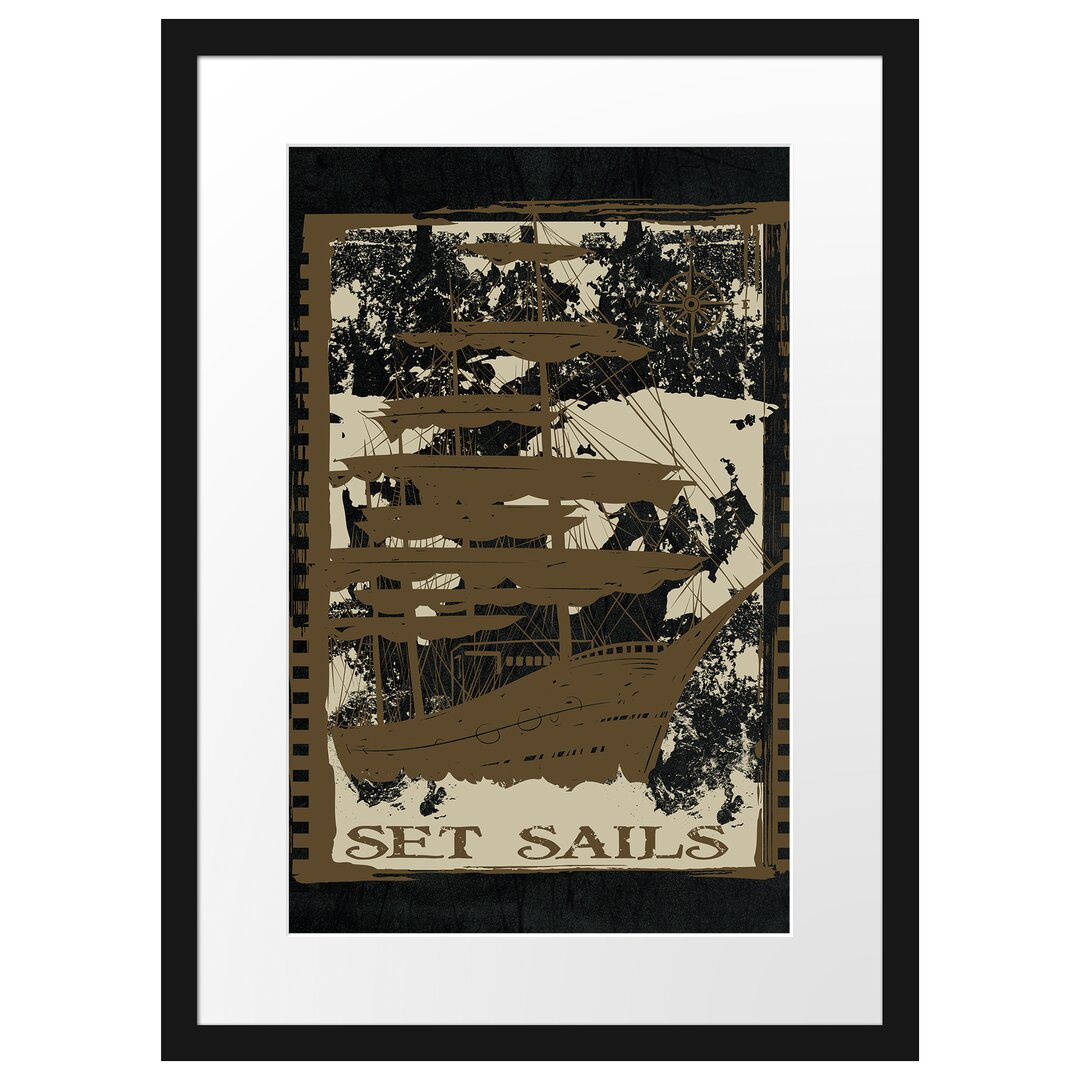 Gerahmtes Poster Set Sails Black Leinwand