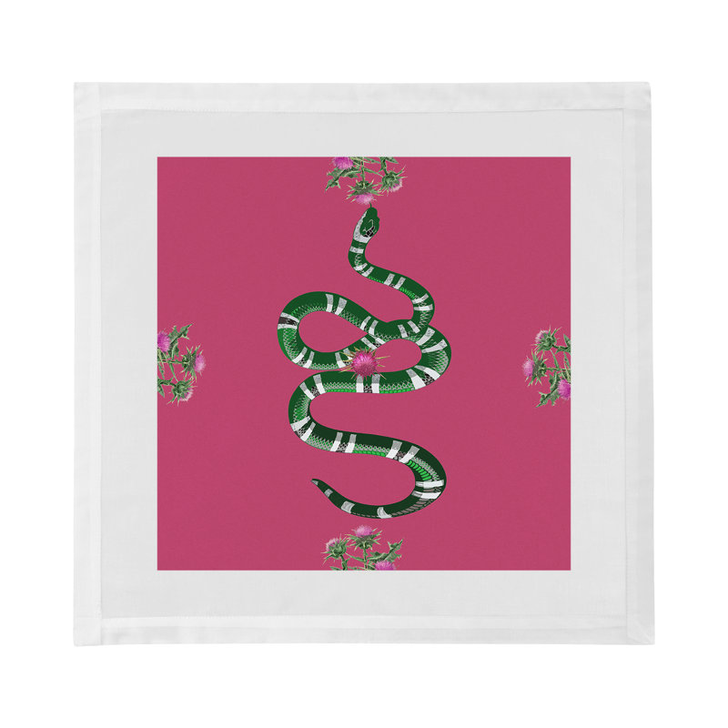 Serviettes de table en satin de coton Thistle and Snake, Rose