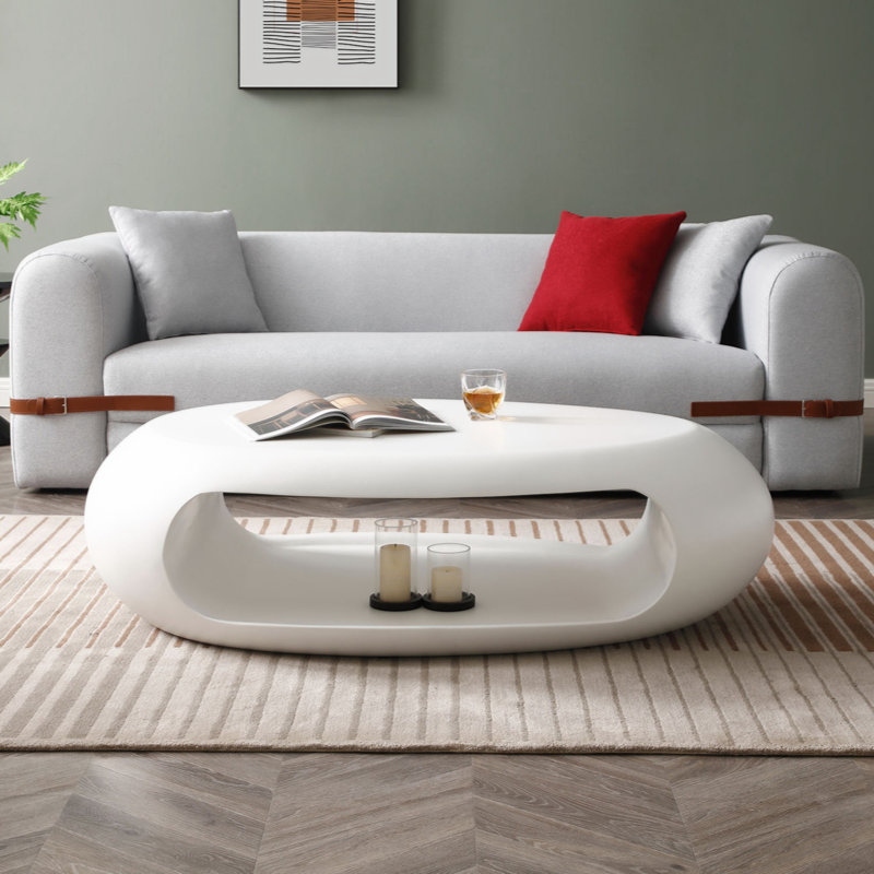 Table basse simple en verre Carlheinz, Blanc, H 17,71 po x L 47,24 po x l 17,71 po