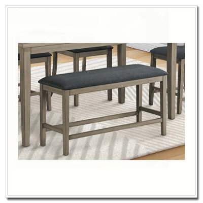 Banc, 42 po rectangulaire, salle à manger, cuisine, rembourré, bois, transitionnel