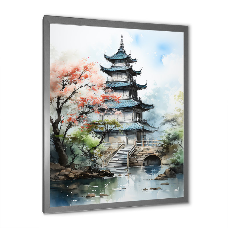 Tasheem Asian Art Serene Pagoda III, reproduction d'art sur toile, H 40 po x l 30 po x P 1,5 po