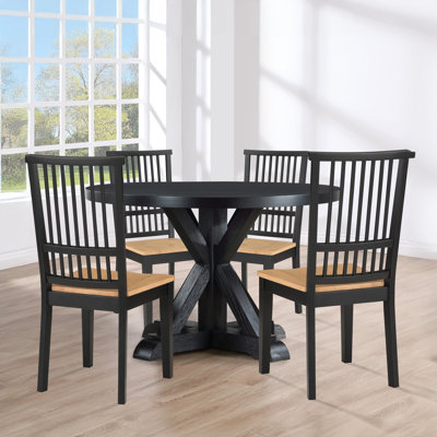 Nya Molly Black 48" Table W/ 4 Magnolia Chairs