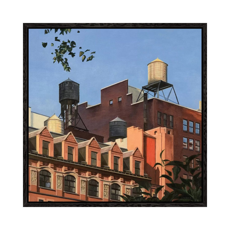 Rooftops From Madison Square Park by Nick Savides - Floater Frame Print on Canvas, Black Framed Canvas